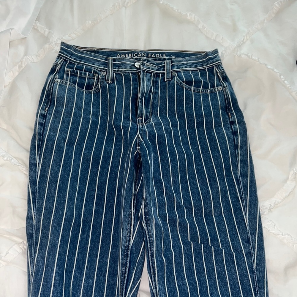 American Eagle Mom Striped Jeans